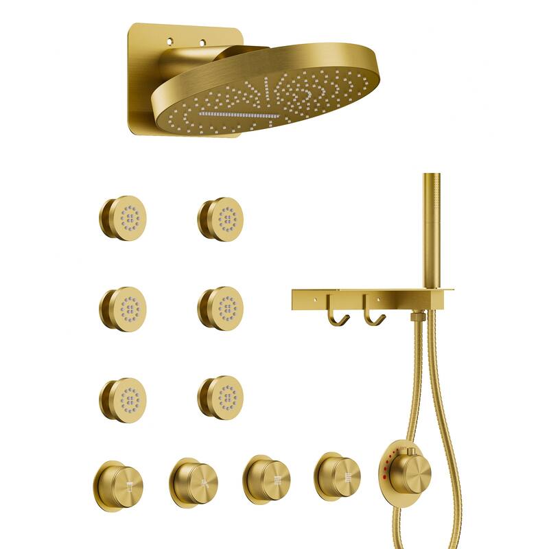 EVERSTEIN Thermostatic Shower System 2 Functions Shower Head Set With